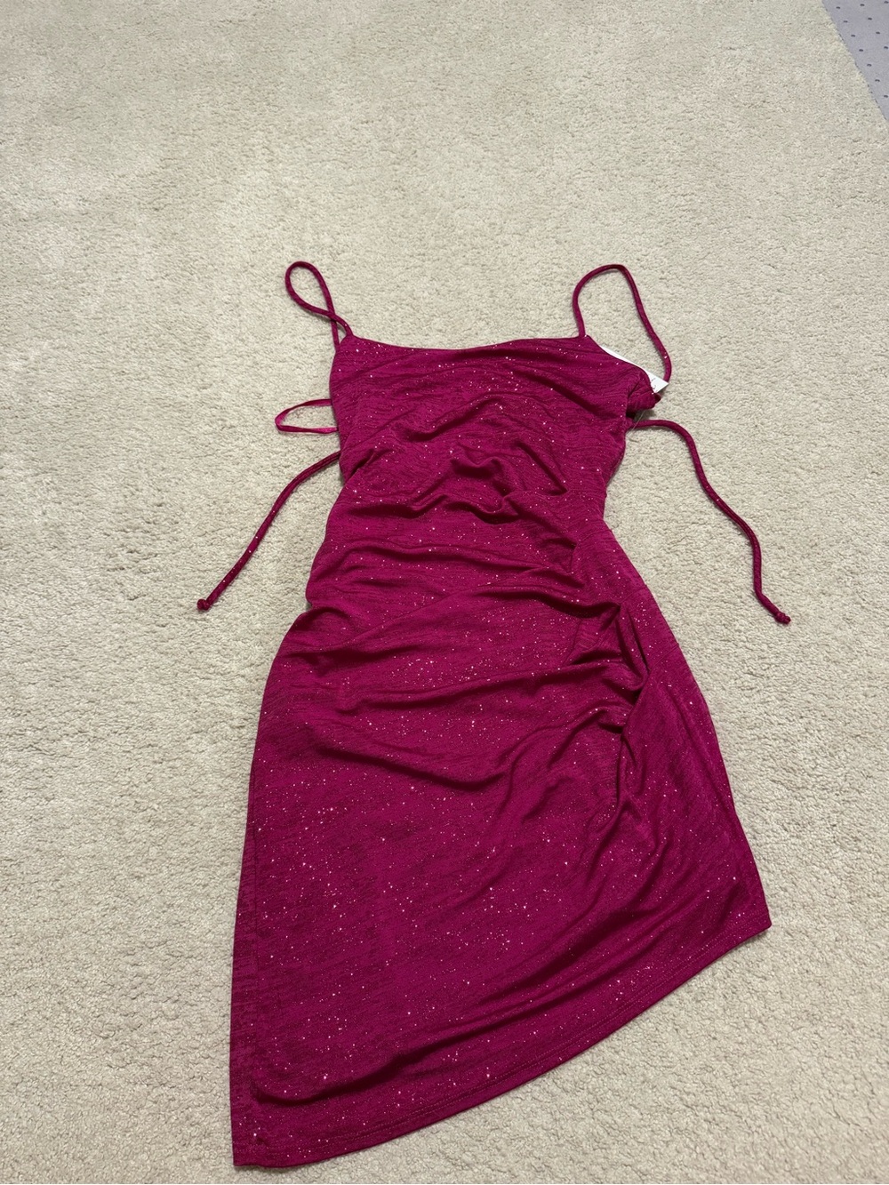 Sparkle Fuchsia Mini Slip Dress with Adjustable Straps